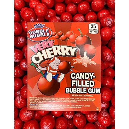 Dubble Bubble Very Cherry Fruit Flavored Bubblegum Red Colored G...
