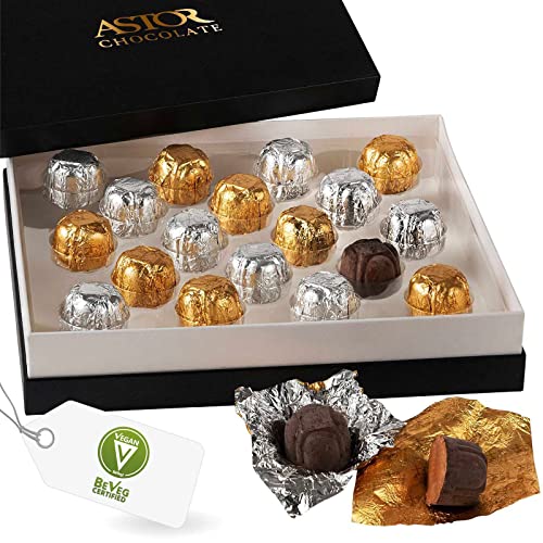 Astor Chocolate Hazelnut Vegan Truffle Box, 18 piece Belgian Cho...