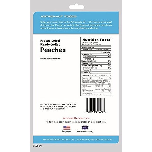 Astronaut Foods Freeze-Dried Space Food Fruit - Peaches - Pack O