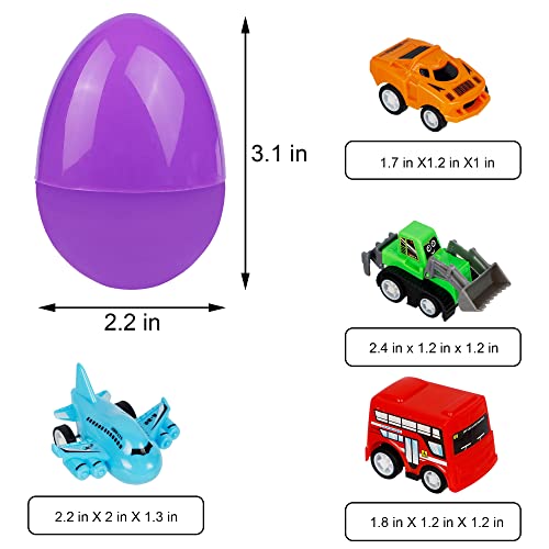 ATDAWN 24 Pcs Prefilled Easter Eggs with Car Airplane Toys for E...