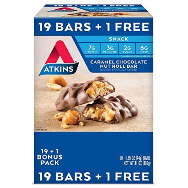 Atkins Snack Caramel Chocolate Nut Roll Pack 20 Bars