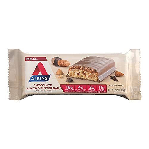 Atkins Chocolate Almond Butter Protein Meal Bar, Keto Friendly, ...