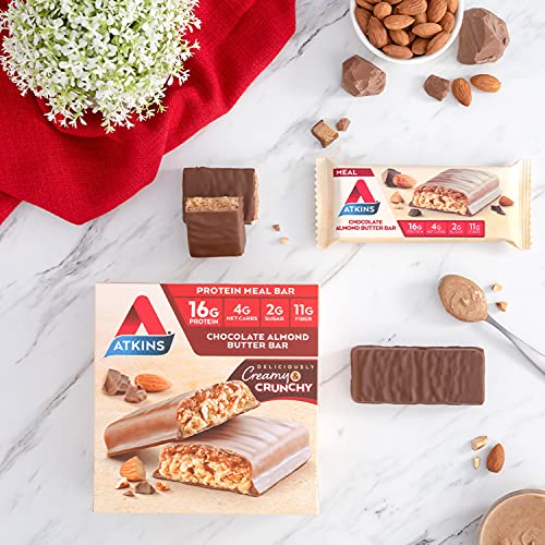 Atkins Chocolate Almond Butter Protein Meal Bar, Keto Friendly, ...
