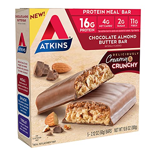 Atkins Chocolate Almond Butter Protein Meal Bar, Keto Friendly, ...