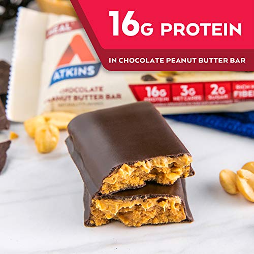 Atkins Chocolate Peanut Butter Protein Meal Bar. Rich In Fiber.