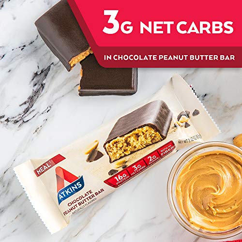 Atkins Chocolate Peanut Butter Protein Meal Bar. Rich In Fiber.