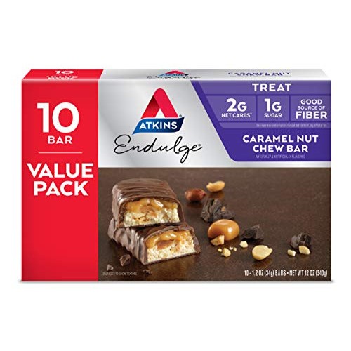 Atkins Endulge Treat, Caramel Nut Chew Bar, Keto Friendly, 10 Co