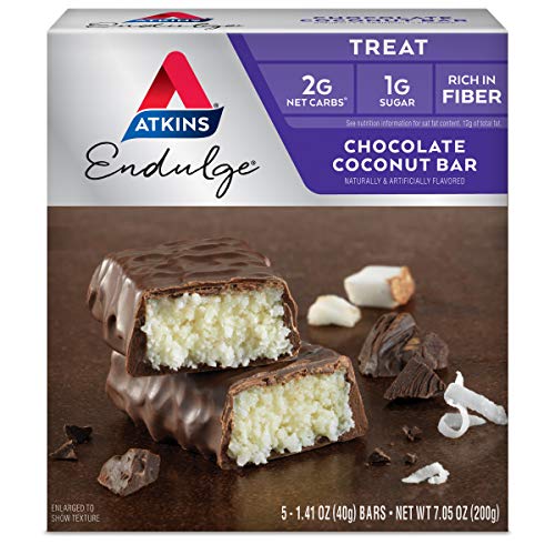 Atkins Endulge Treat, Chocolate Coconut Bar, Keto Friendly, 5 Count