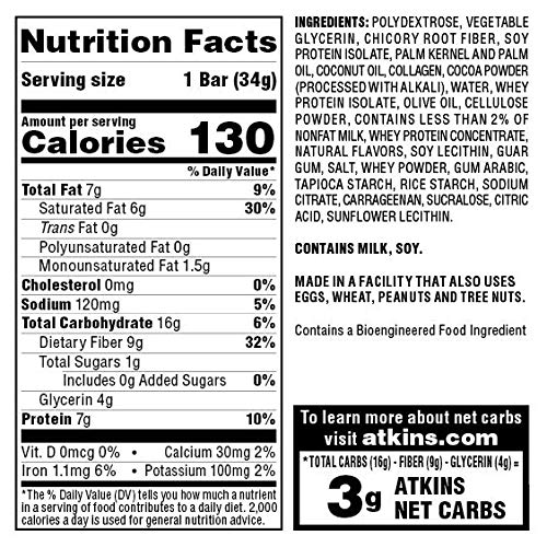 Atkins Endulge Treat Fudge Dessert Bar, Chocolate Caramel, 5 Count