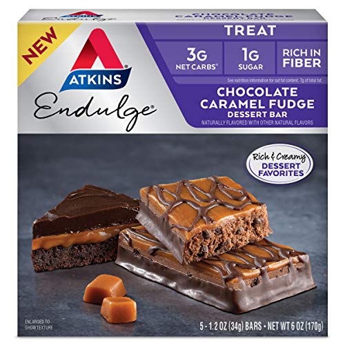Atkins Endulge Treat Fudge Dessert Bar, Chocolate Caramel, 5 Count