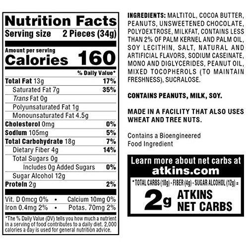 Atkins Endulge Treat Peanut Butter Cups. Rich Milk Chocolate Fla