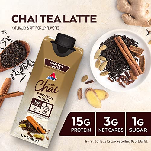 Atkins Iced Chai Tea Latte Protein Shake, 11 Fl Oz, Pack Of 12