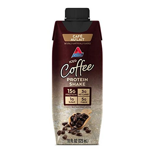 Atkins Iced Coffee Café au Lait Protein Shake, with Coffee and P...