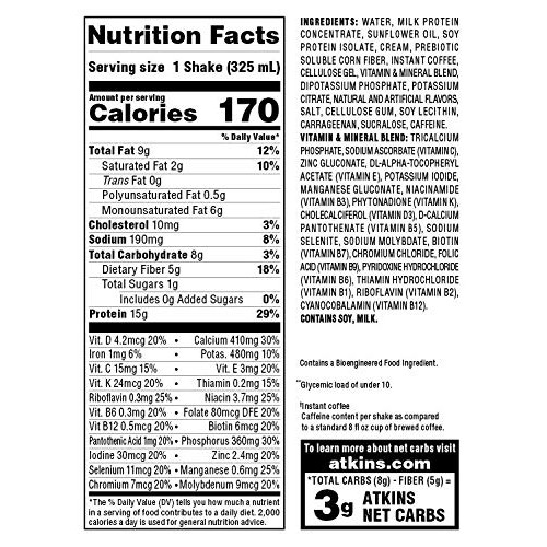 Atkins Iced Coffee Café au Lait Protein Shake, with Coffee and P...