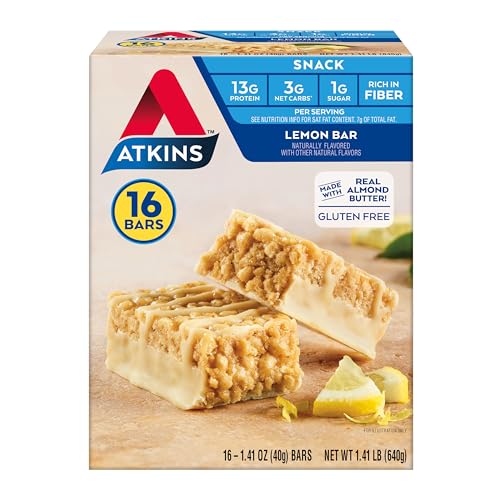Atkins Lemon Flavored Snack Bar, High Protein Bar, Low Sugar and...