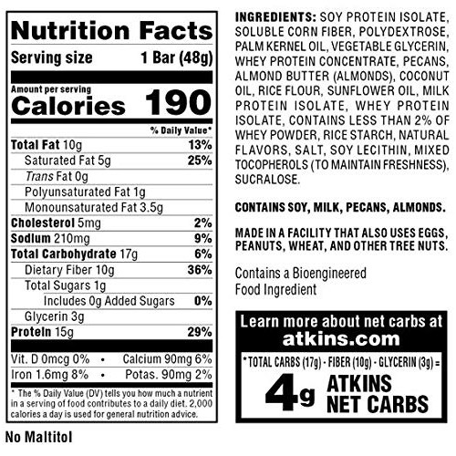 Atkins Protein-Rich Gluten Free Meal Bar, Vanilla Pecan Crisp, 5