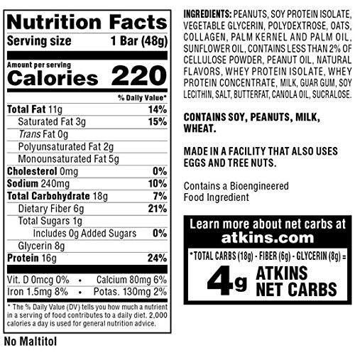Atkins Protein Meal Bar, Peanut Butter Granola, 5 Count