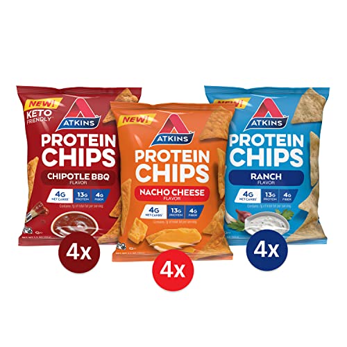 Atkins Protein Chips, Salty Snack Variety Pack, Chipotle Bbq, N