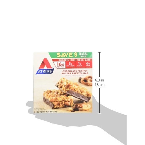 Atkins Protein Meal Bar, Chocolate Peanut Butter Pretzel, 5 Count