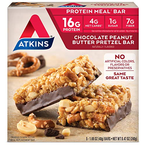 Atkins Protein Meal Bar, Chocolate Peanut Butter Pretzel, 5 Count