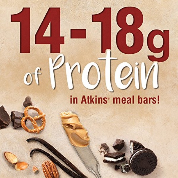 Atkins Protein-Rich Meal Bar, Cookies n Crème, Keto Friendly, 5...
