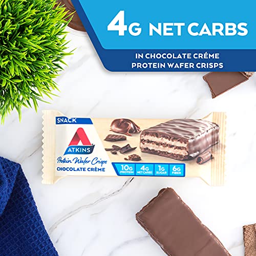 Atkins Protein Wafer Crisps, Chocolate Crème, Keto Friendly, 5 C...