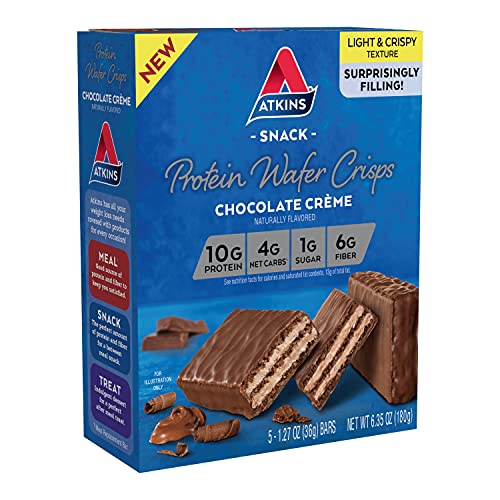Atkins Protein Wafer Crisps, Chocolate Crème, Keto Friendly, 5 C...