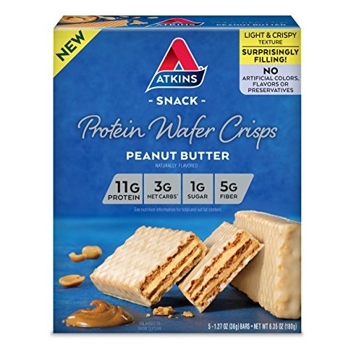 Atkins Protein Wafer Crisps, Peanut Butter, Keto Friendly, 5 Count
