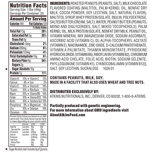 Atkins Snack Bar, Caramel Chocolate Nut Roll,19 Ct