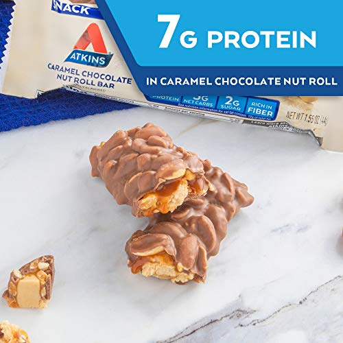 Atkins Snack Bar, Caramel Chocolate Nut Roll, Keto Friendly, 1.5