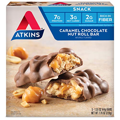 Atkins Snack Bar, Caramel Chocolate Nut Roll, Keto Friendly, 1.5