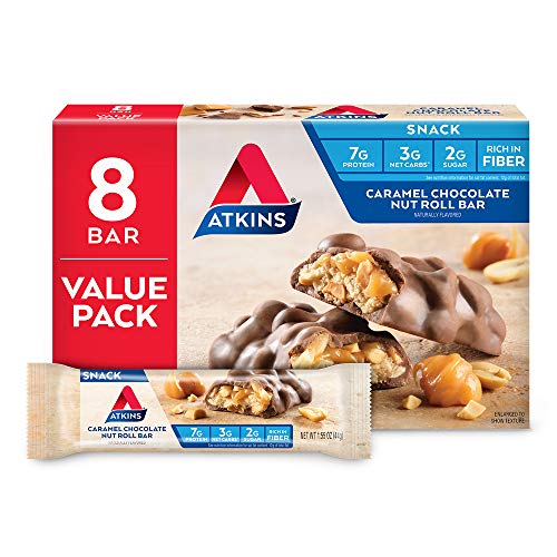 Atkins Snack Bar, Caramel Chocolate Nut Roll, Keto Friendly, 1.5