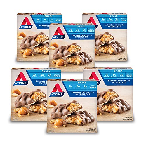 Atkins Snack Bar, Caramel Chocolate Nut Roll, Keto Friendly, 30