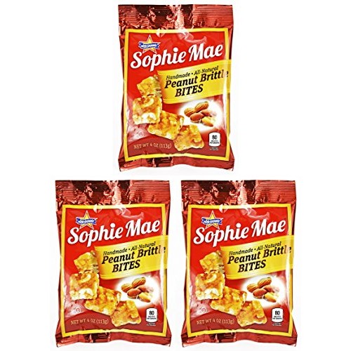 Set Of 3 Sophie Mae Peanut Brittle Bites Candy - 4 Ounce Per Pac