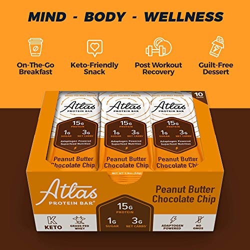 Atlas Bar - Keto Protein Bars, Peanut Butter Chocolate Chip - Hi