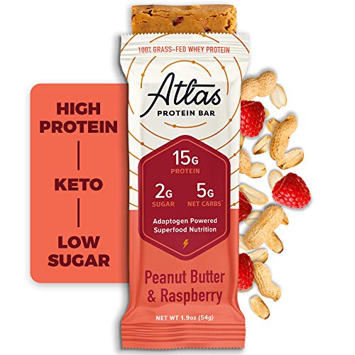 Atlas Bar - Keto Protein Bars, Peanut Butter Raspberry - High Pr
