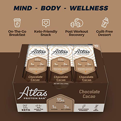 Atlas Protein Bar, Meal Replacement, Keto-Friendly Snack, Grass-