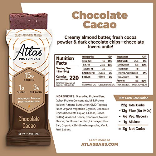Atlas Protein Bar, Meal Replacement, Keto-Friendly Snack, Grass-