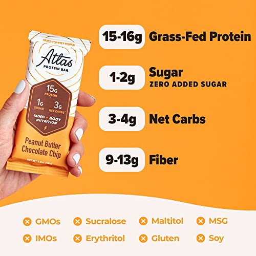 Atlas Protein Bar Mind + Body Fuel, Ultimate Variety, Erythritol...
