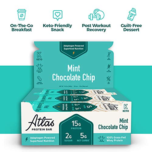 Atlas Protein Bar - Keto Friendly, Mint Chocolate Chip 10-