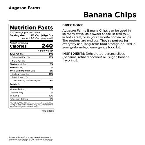 Augason Farms Banana Chips 2 Lbs 1 Oz No. 10 Can