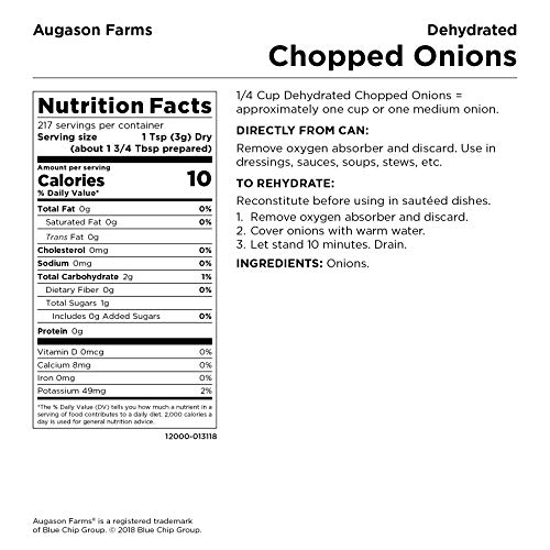 Augason Farms Dehydrated Chopped Onions 1 Lb 7 Oz No. 10 Can