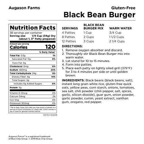 Augason Farms Gluten-Free Black Bean Burger 2 Lbs 14 Oz No. 10 Can