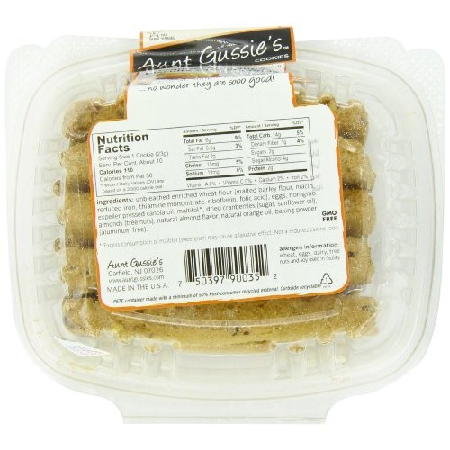 Aunt Gussies No Sugar Added Cranberry-Orange Biscotti with Almo...