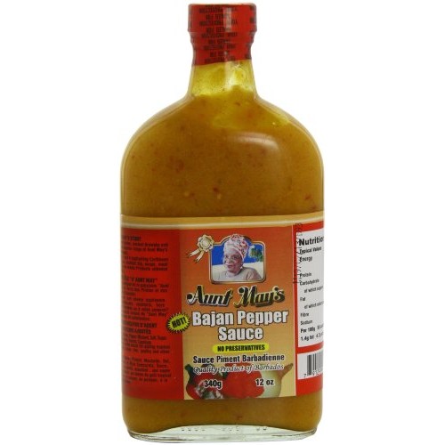 Aunt Mays Hot Bajan Pepper Sauce 12 Oz