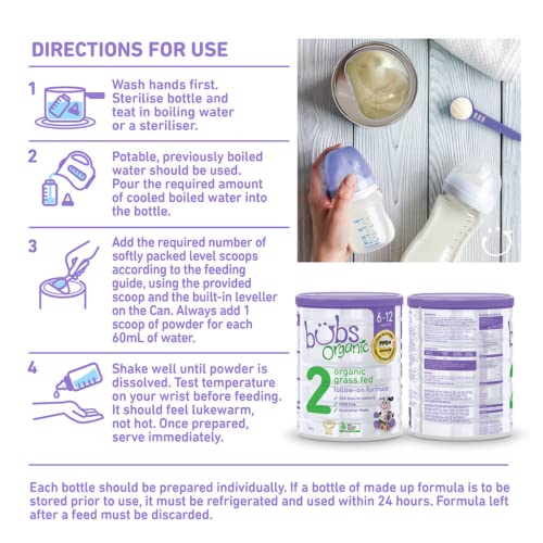 Bubs Organic Grass Fed Follow-On Formula Stage 2, Infants 6-12 M