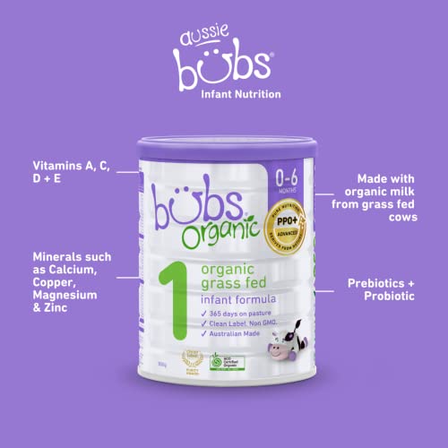 Bubs Organic Grass Fed Infant Formula Stage 1, Infants 0-6 Month