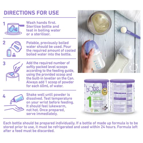 Bubs Organic Grass Fed Infant Formula Stage 1, Infants 0-6 Month