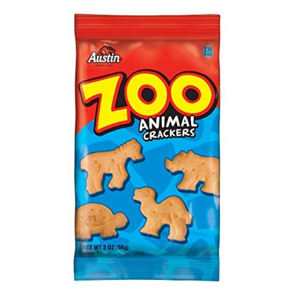 Austin, Zoo Animal Crackers, Bulk Size, 160 Oz Pack Of 80, 2 Oz