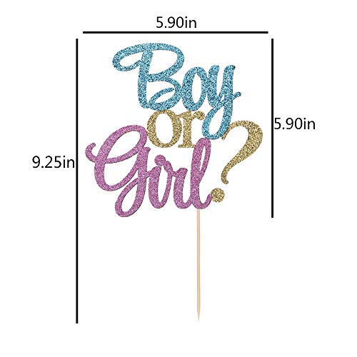 Auteby Boy Or Girl Cake Topper - Blue And Pink Glitter Baby Show